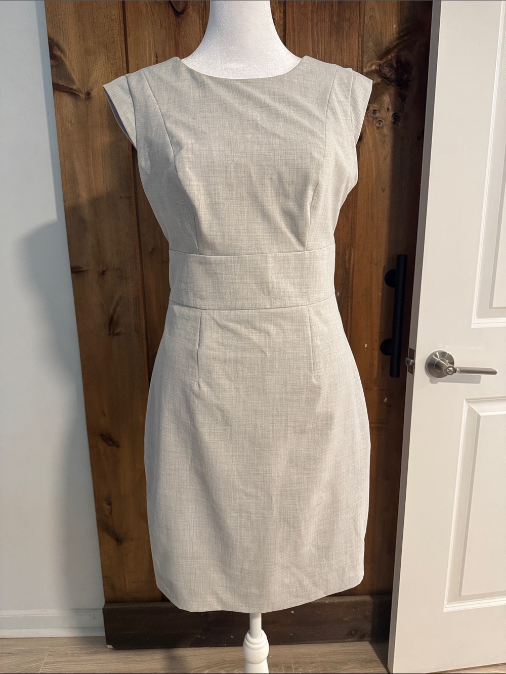 The Limited Neutral Sheath Midi Dress in Silver